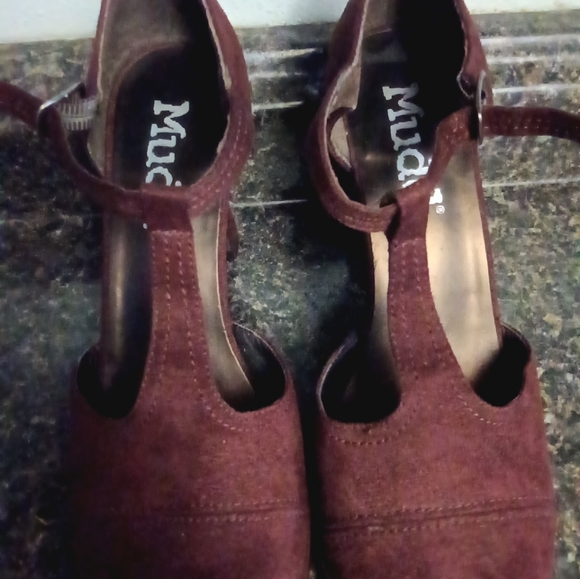 VTG Y2K Mudd Kyrene Brown Velveteen Chunky Mary Jane T Strap Heels Women's 6.5 - Picture 7 of 9